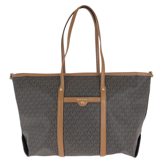 Michael Kors マイケルコース BECK ラージ ブラウン ゴールド金具 PVC / レザー 30T0GKNT3B トートバッグ ショルダーバッグ レディース ABP