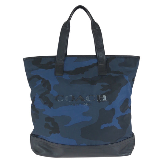 COACH コーチ マーサー クラシック カモフラージュ ブルー ブラック ナイロン / レザー F71758 トートバッグ メンズ B