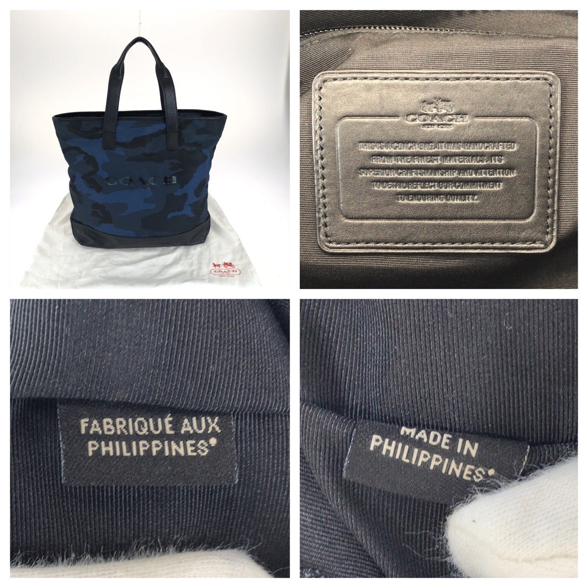 COACH コーチ マーサー クラシック カモフラージュ ブルー ブラック ナイロン / レザー F71758 トートバッグ メンズ B
