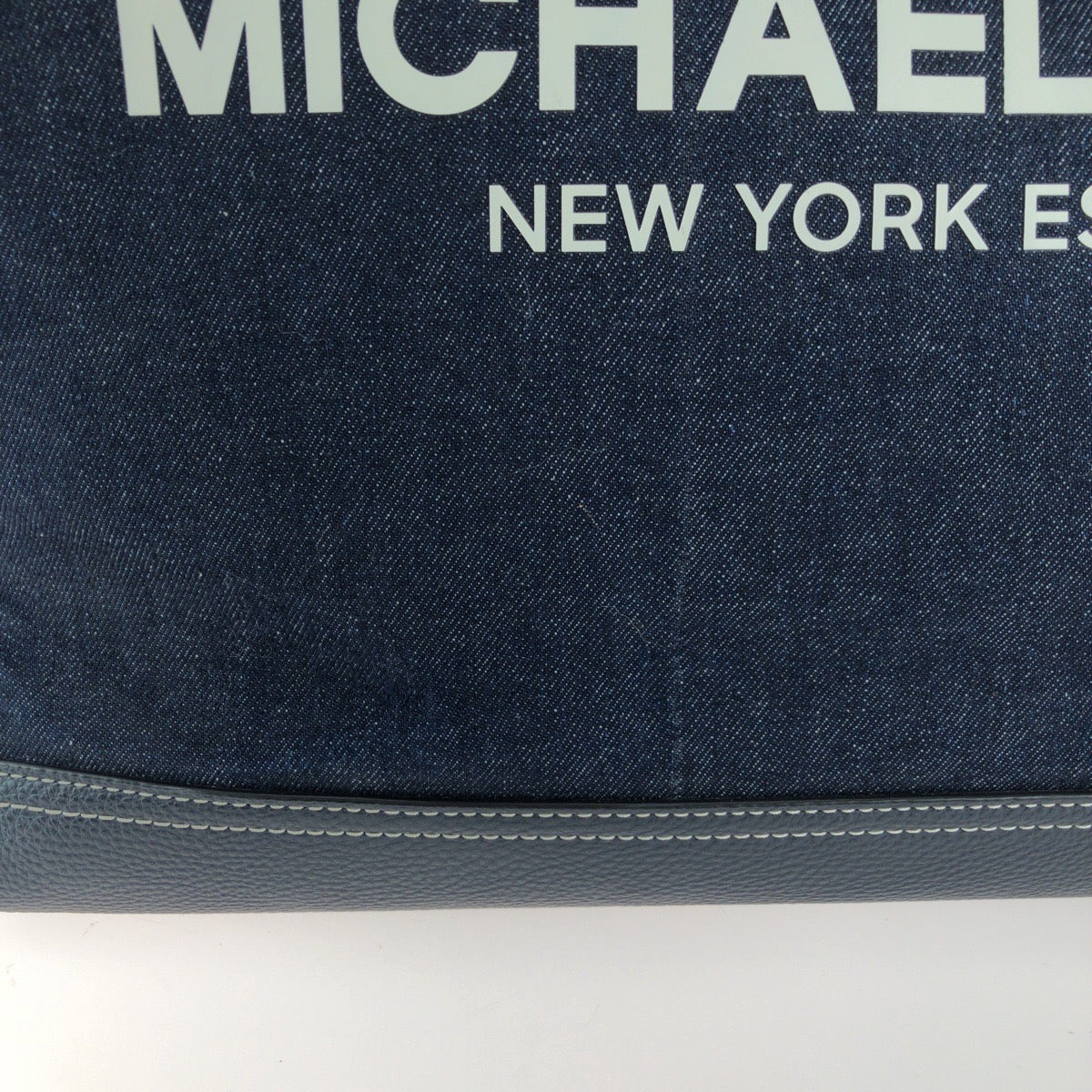 Michael Kors マイケルコース COOPER デニム トップジップ ストラクチャー 2way ブルー ホワイト シルバー金具 コットン / レザー トートバッグ ショルダーバッグ レディース AB