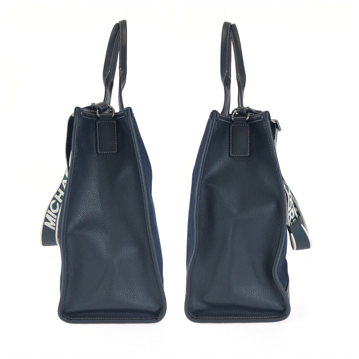 Michael Kors マイケルコース COOPER デニム トップジップ ストラクチャー 2way ブルー ホワイト シルバー金具 コットン / レザー トートバッグ ショルダーバッグ レディース AB