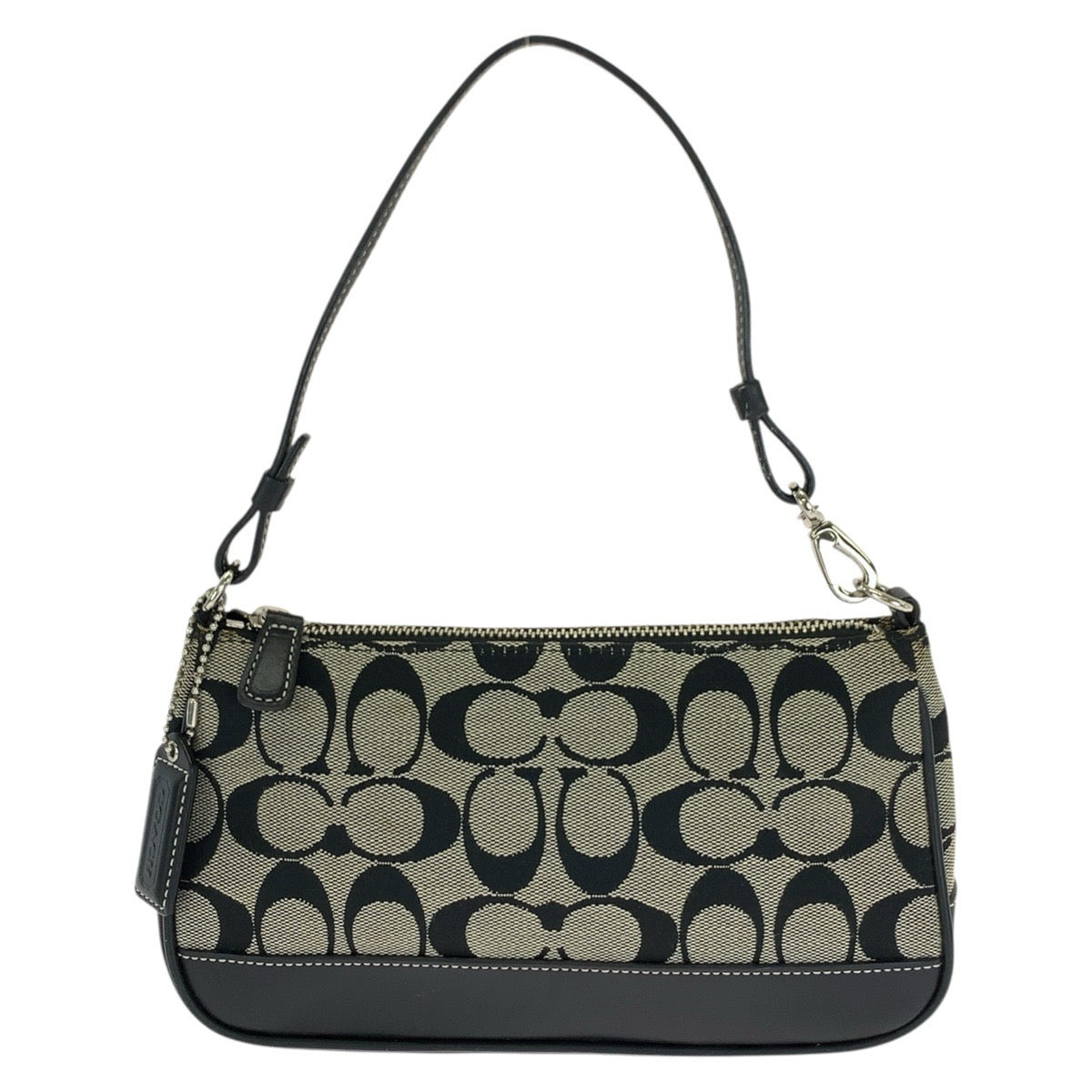 COACH コーチ シグネチャー ブラック 黒 シルバー金具 キャンバス / レザー 06094 ハンドバッグ アクセサリーポーチ レディース AB7