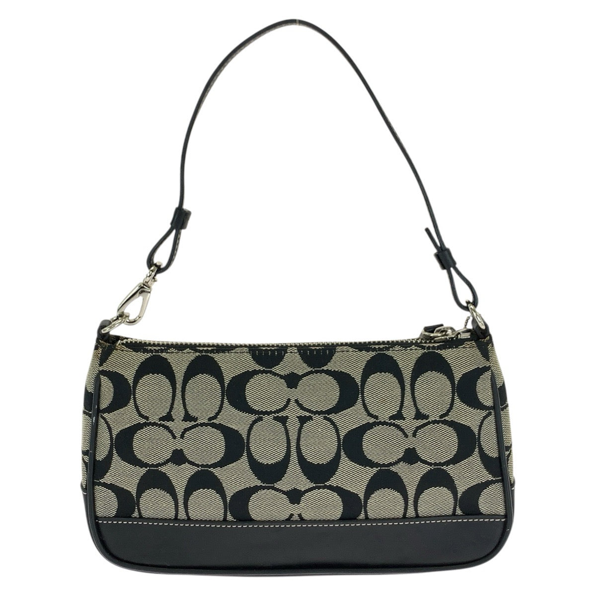 COACH コーチ シグネチャー ブラック 黒 シルバー金具 キャンバス / レザー 06094 ハンドバッグ アクセサリーポーチ レディース AB7