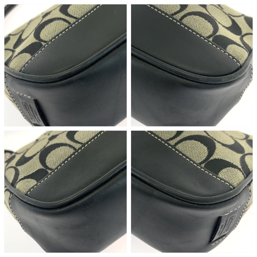 COACH コーチ シグネチャー ブラック 黒 シルバー金具 キャンバス / レザー 06094 ハンドバッグ アクセサリーポーチ レディース AB7