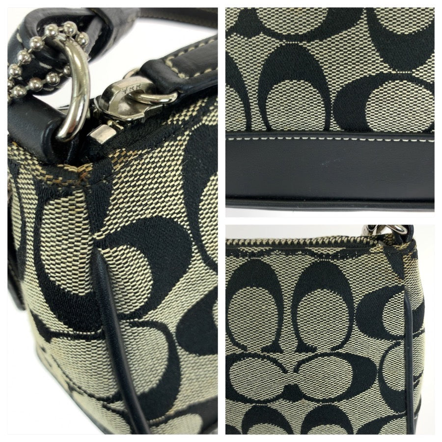 COACH コーチ シグネチャー ブラック 黒 シルバー金具 キャンバス / レザー 06094 ハンドバッグ アクセサリーポーチ レディース AB7