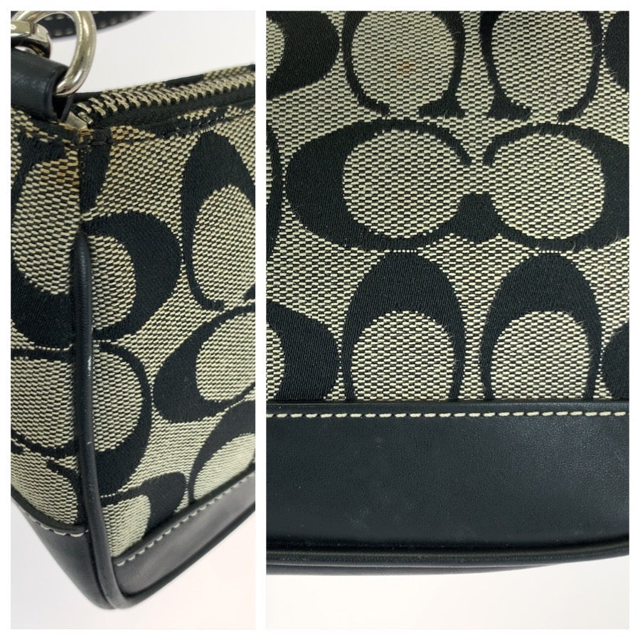 COACH コーチ シグネチャー ブラック 黒 シルバー金具 キャンバス / レザー 06094 ハンドバッグ アクセサリーポーチ レディース AB7