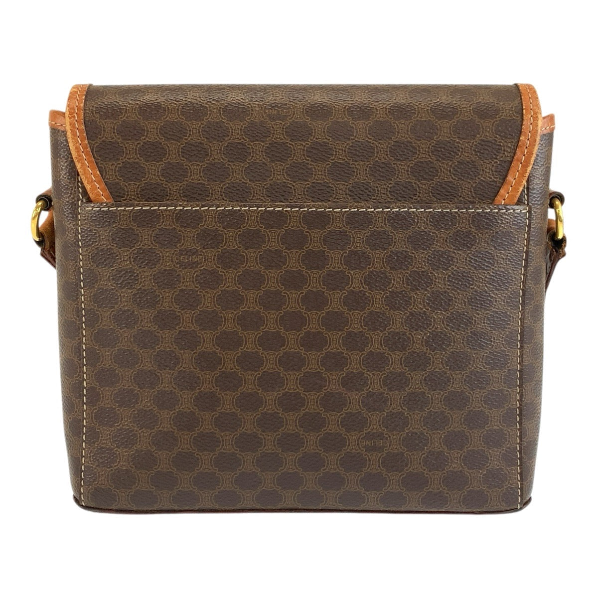 CELINE セリーヌ ヴィンテージ マカダム ブラウン ゴールド金具 PVC / レザー M95 ショルダーバッグ ポシェット レディース AB20