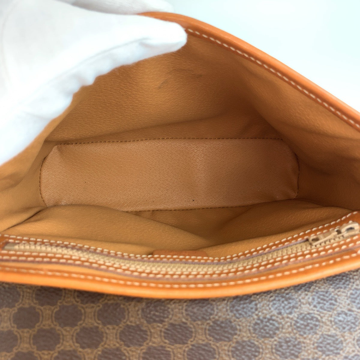 CELINE セリーヌ ヴィンテージ マカダム ブラウン ゴールド金具 PVC / レザー M95 ショルダーバッグ ポシェット レディース AB20