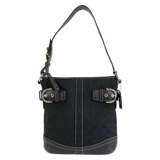 COACH コーチ シグネチャー スモール ソフトダッフル ブラック 黒 シルバー金具 キャンバス / レザー A06M-3577 ショルダーバッグ レディース ABP10