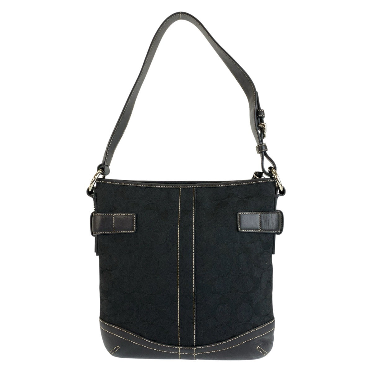 COACH コーチ シグネチャー スモール ソフトダッフル ブラック 黒 シルバー金具 キャンバス / レザー A06M-3577 ショルダーバッグ レディース ABP10