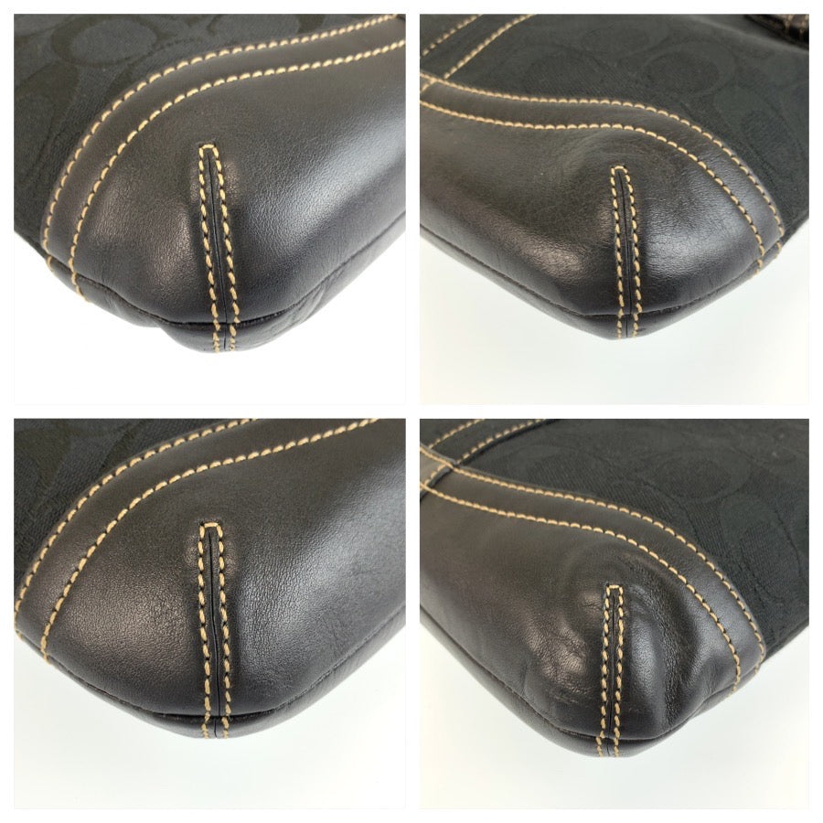 COACH コーチ シグネチャー スモール ソフトダッフル ブラック 黒 シルバー金具 キャンバス / レザー A06M-3577 ショルダーバッグ レディース ABP10