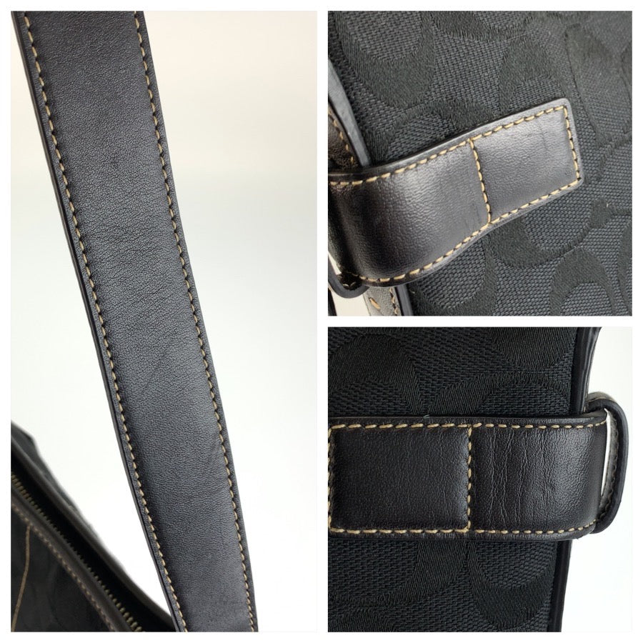 COACH コーチ シグネチャー スモール ソフトダッフル ブラック 黒 シルバー金具 キャンバス / レザー A06M-3577 ショルダーバッグ レディース ABP10