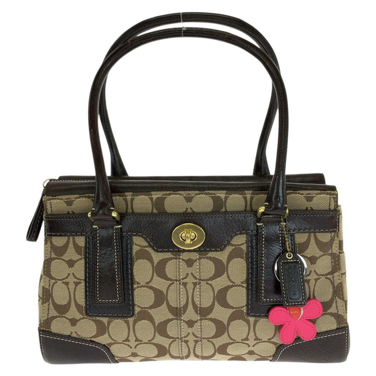 COACH コーチ シグネチャー ダークブラウン ベージュ キャンバス / レザー 11062 トートバッグ ハンドバッグ レディース ABP10