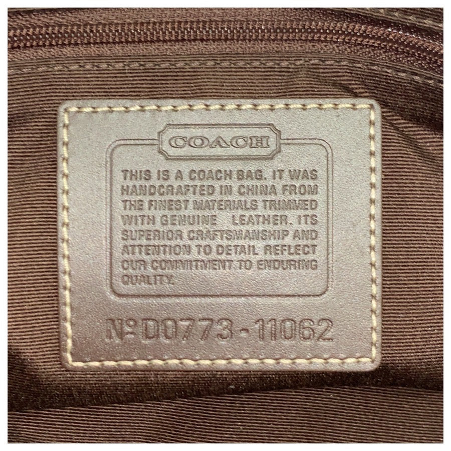 COACH コーチ シグネチャー ダークブラウン ベージュ キャンバス / レザー 11062 トートバッグ ハンドバッグ レディース ABP10