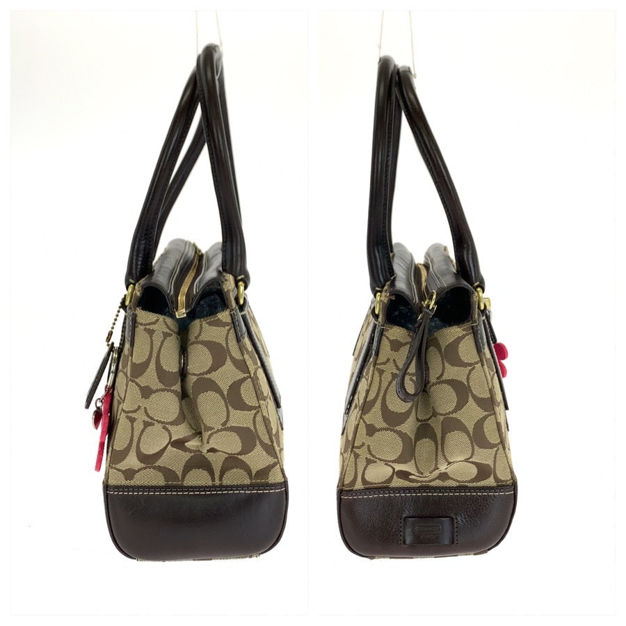 COACH コーチ シグネチャー ダークブラウン ベージュ キャンバス / レザー 11062 トートバッグ ハンドバッグ レディース ABP10