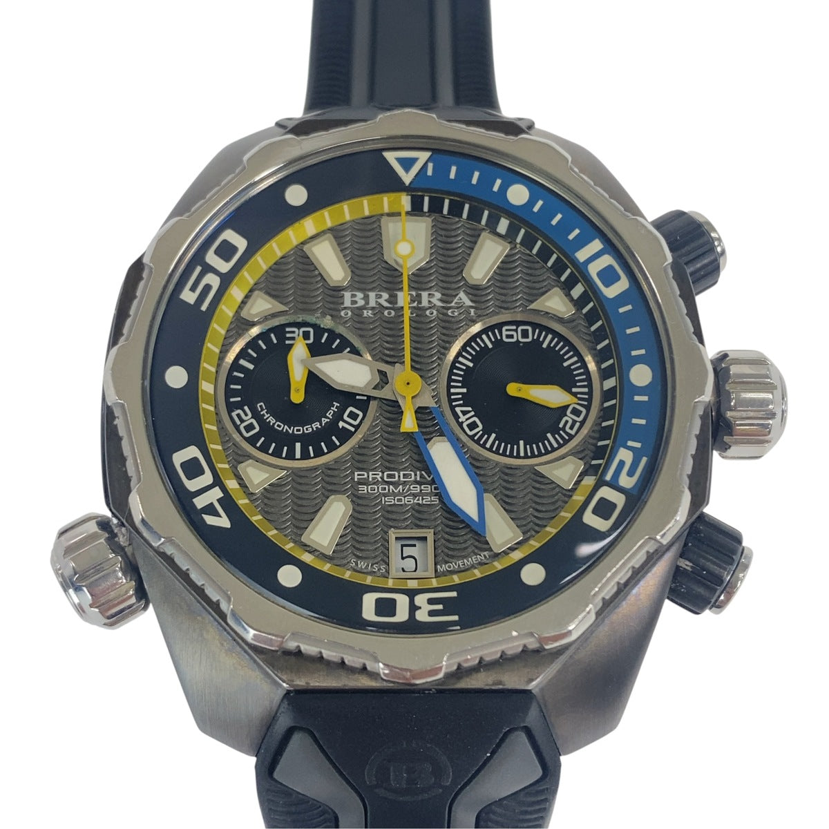 BRERA OROLOGI ブレラオロロジ プロダイバー クロノグラフ シルバー ブラック ブルー イエロー ステンレススチール / ラバー BRDV2C4740 腕時計 クオーツ メンズ AB20