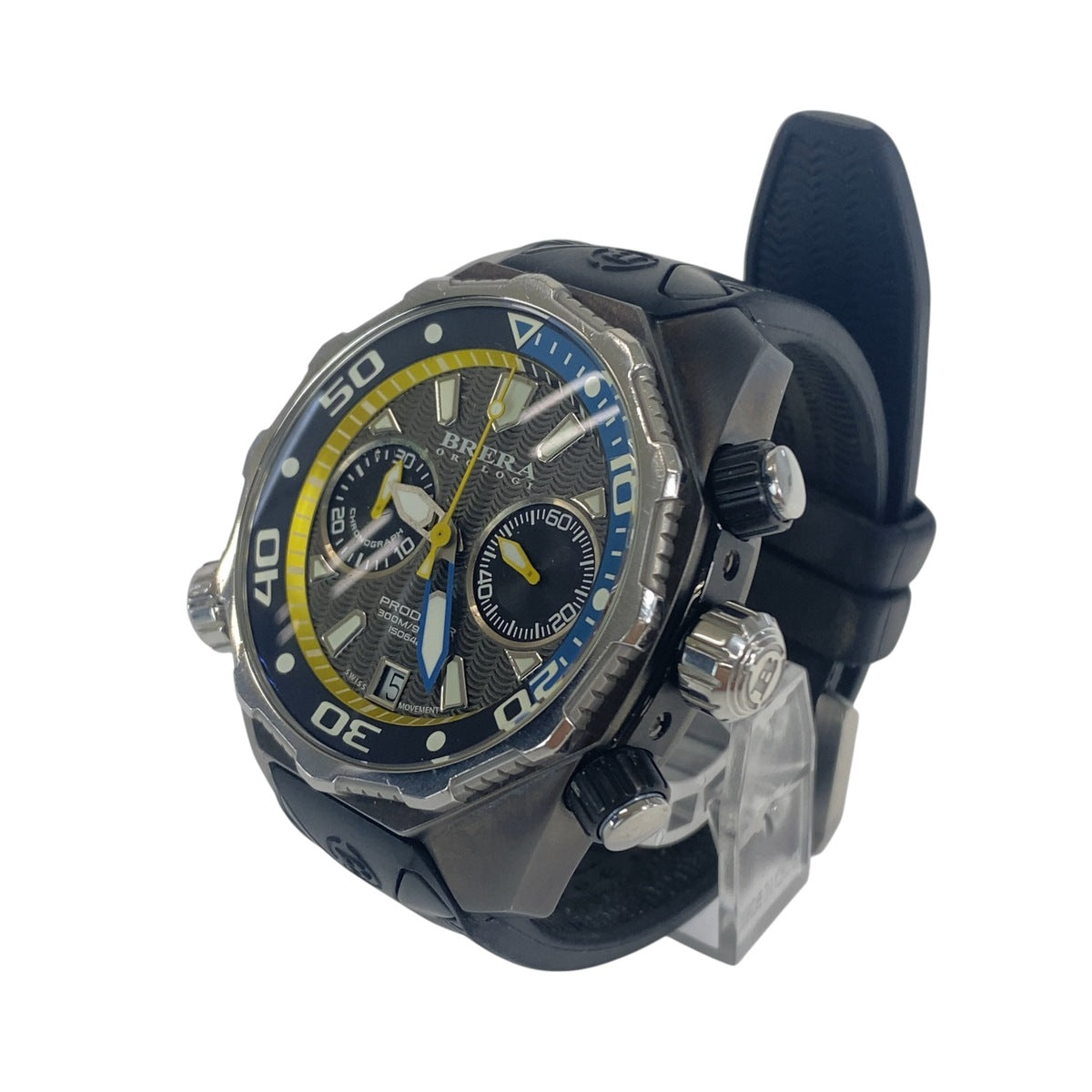 BRERA OROLOGI ブレラオロロジ プロダイバー クロノグラフ シルバー ブラック ブルー イエロー ステンレススチール / ラバー BRDV2C4740 腕時計 クオーツ メンズ AB20