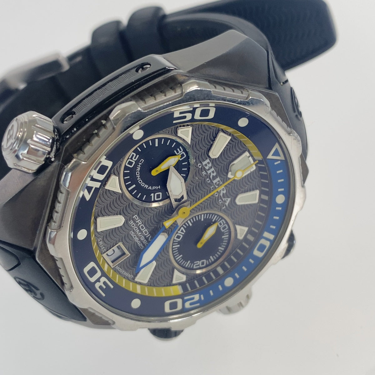 BRERA OROLOGI ブレラオロロジ プロダイバー クロノグラフ シルバー ブラック ブルー イエロー ステンレススチール / ラバー BRDV2C4740 腕時計 クオーツ メンズ AB20