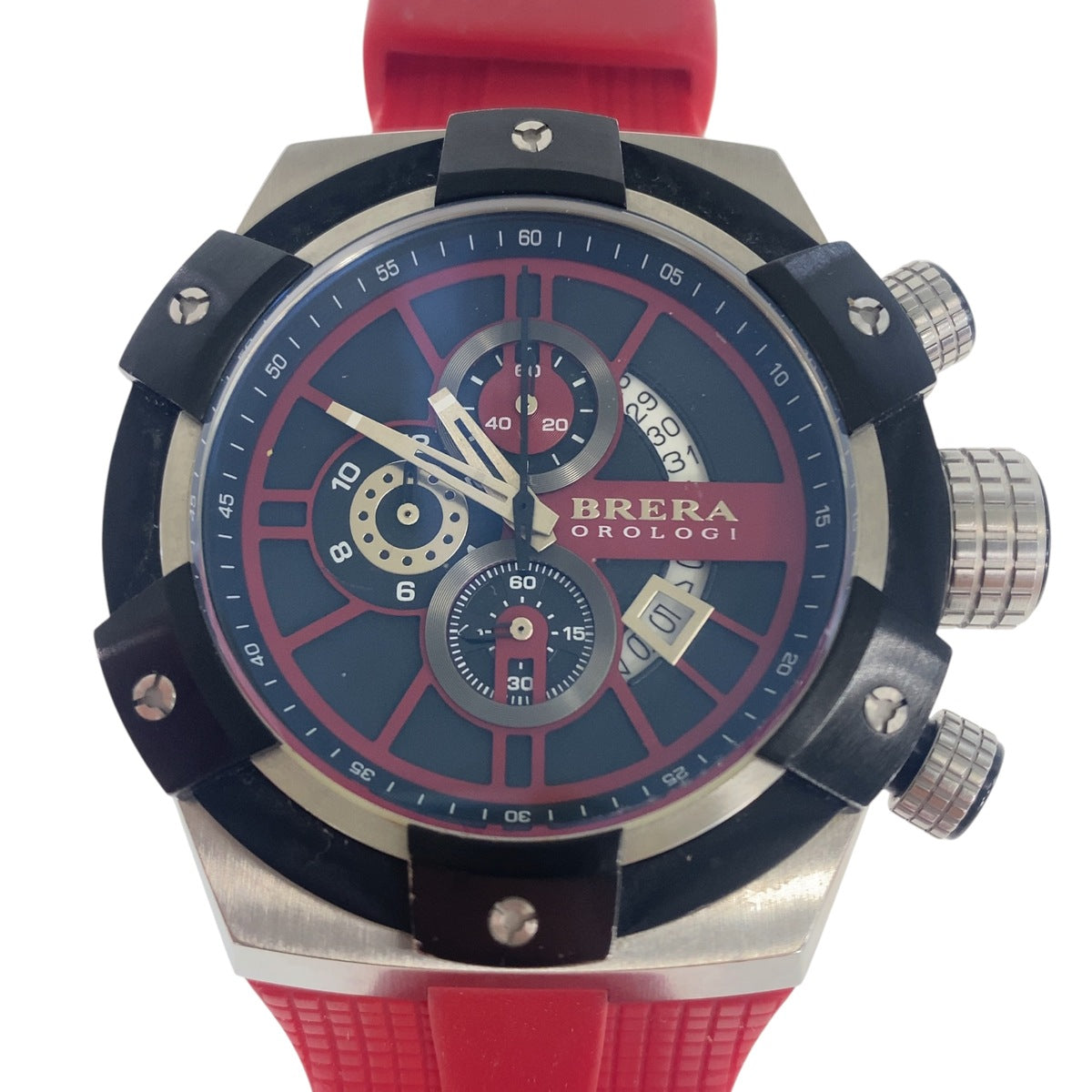 BRERA OROLOGI ブレラオロロジ スーパースポルティーボ シルバー ブラック レッド ステンレススチール / ラバー 腕時計 クオーツ メンズ AB23