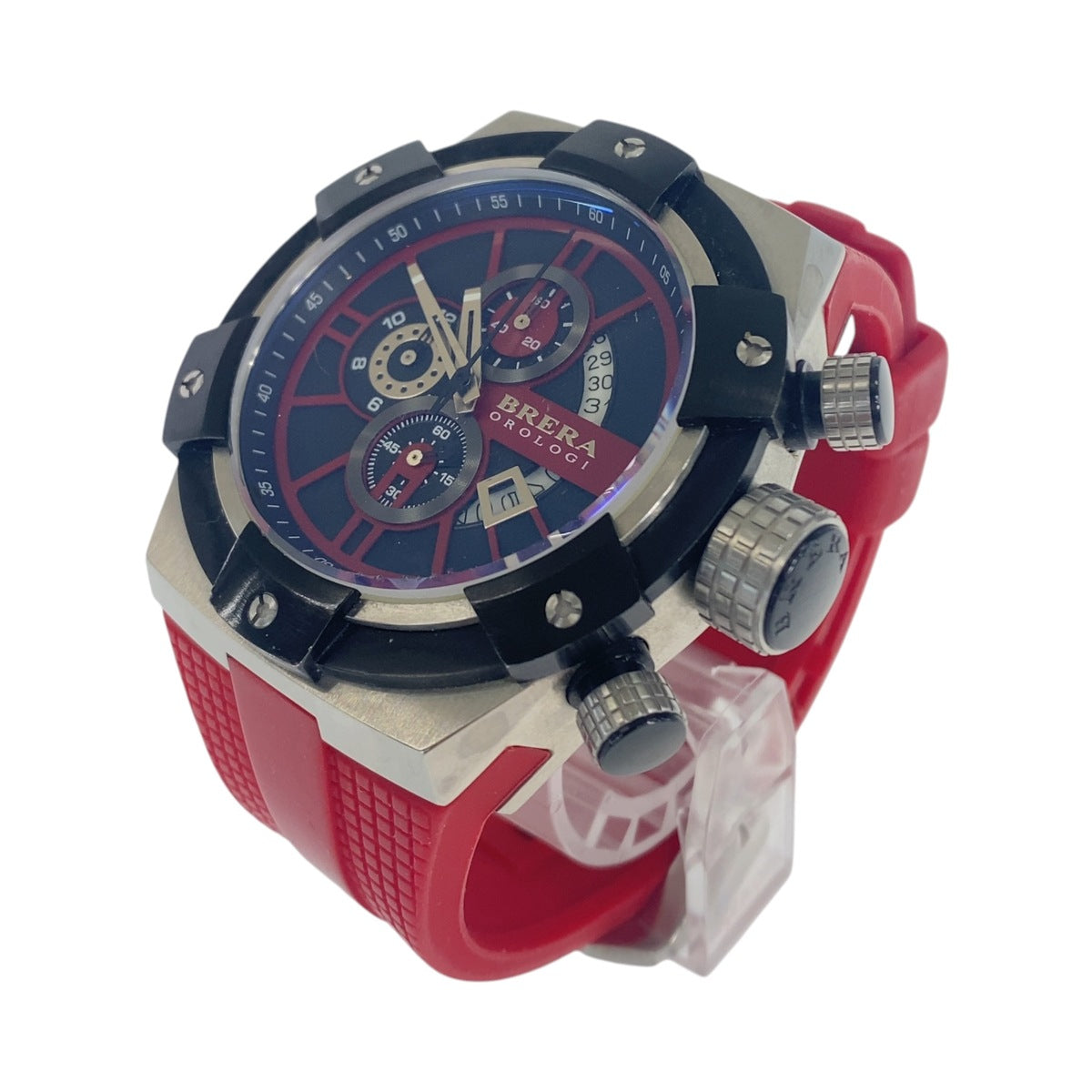 BRERA OROLOGI ブレラオロロジ スーパースポルティーボ シルバー ブラック レッド ステンレススチール / ラバー 腕時計 クオーツ メンズ AB23