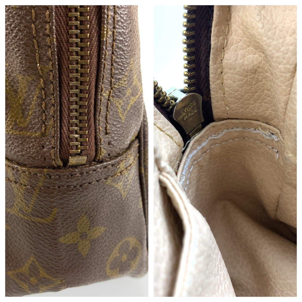 LOUIS VUITTON ルイヴィトン ヴィンテージ モノグラム ゥルーストワレット28 ブラウン PVC M47522 ポーチ セカンドバッグ レディース B18
