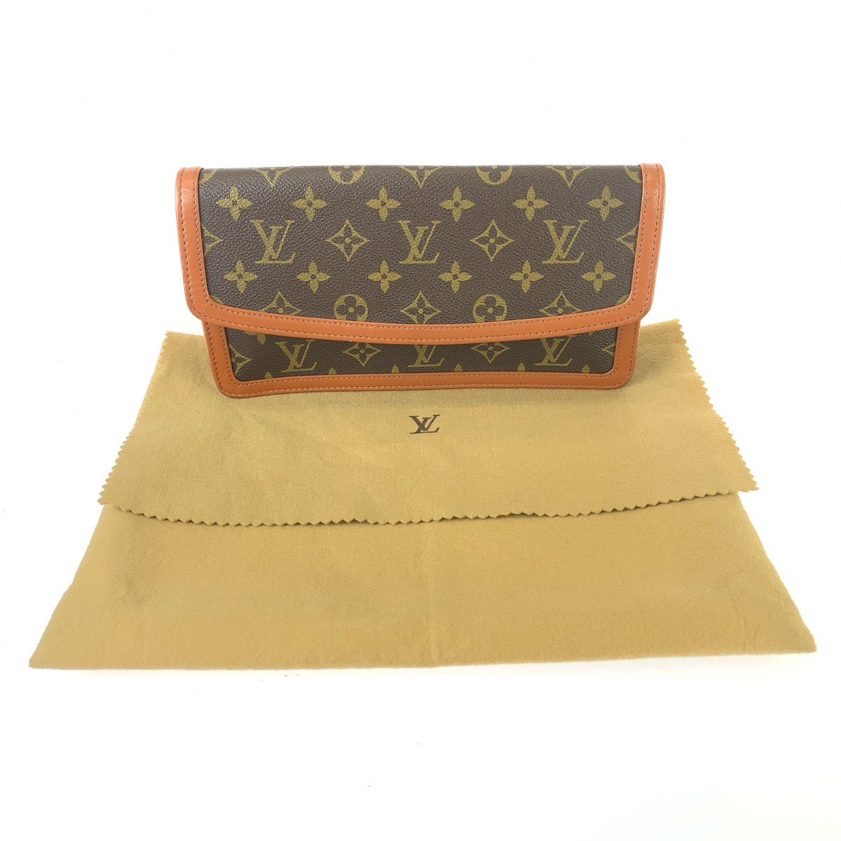 LOUIS VUITTON ルイヴィトン モノグラム ポシェットダムPM ブラウン ゴールド金具 PVC M51812 クラッチバッグ セカンドバッグ 男女兼用 メンズ AB26