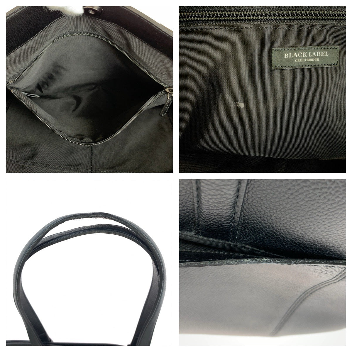 BLACK LABELCRESTBRIDGE ブラックレーベル クレストブリッジ ブラック 黒 シルバー金具 レザー トートバッグ ショルダーバッグ メンズ AB18