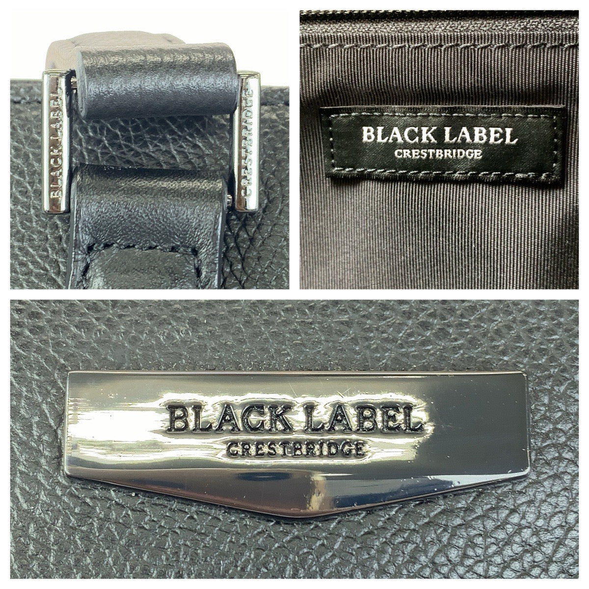 BLACK LABELCRESTBRIDGE ブラックレーベル クレストブリッジ ブラック 黒 シルバー金具 レザー トートバッグ ショルダーバッグ メンズ AB18