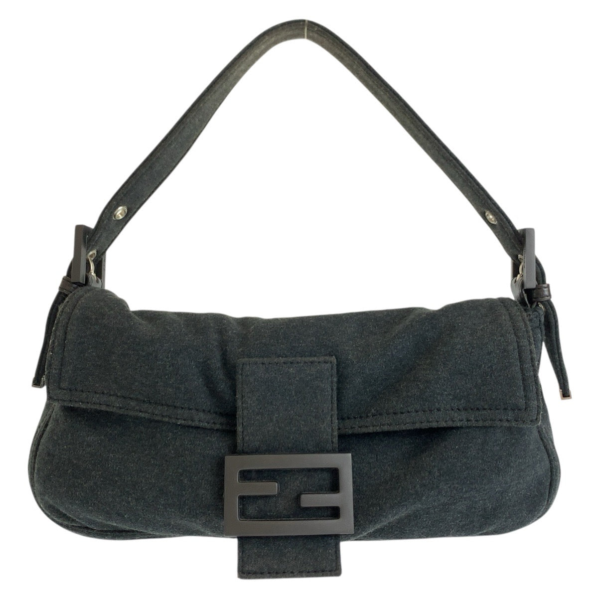 FENDI フェンディ マンマバケット グレー シルバー金具 コットン 2321 26424 099 ショルダーバッグ ハンドバッグ レディース B54