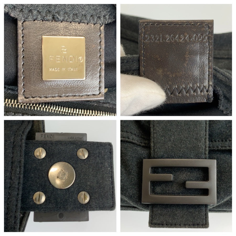 FENDI フェンディ マンマバケット グレー シルバー金具 コットン 2321 26424 099 ショルダーバッグ ハンドバッグ レディース B54