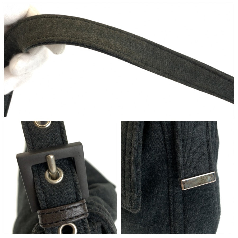FENDI フェンディ マンマバケット グレー シルバー金具 コットン 2321 26424 099 ショルダーバッグ ハンドバッグ レディース B54