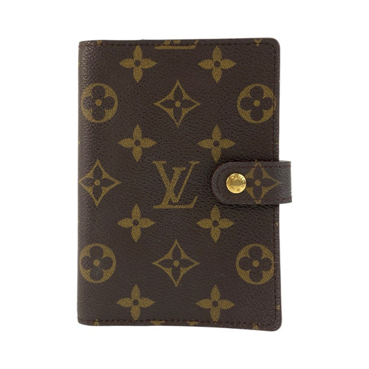 LOUIS VUITTON ルイヴィトン モノグラム アジェンダPM ブラウン ゴールド金具 PVC R20005 手帳カバー 男女兼用 レディース AB15