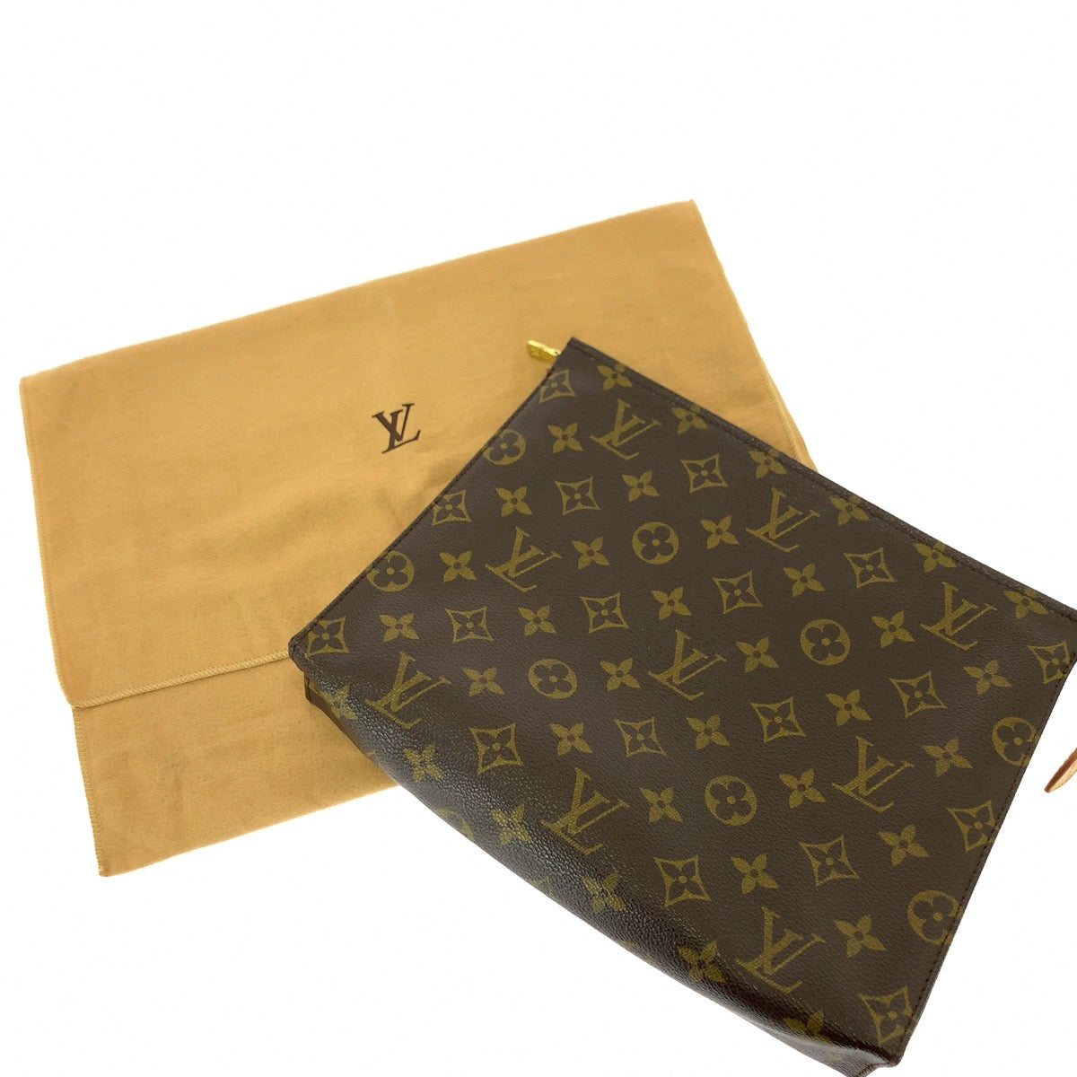 LOUIS VUITTON ルイヴィトン モノグラム ポッシュ トワレット26 ブラウン ゴールド金具 PVC M47542 クラッチバッグ セカンドバッグ メンズ AB27