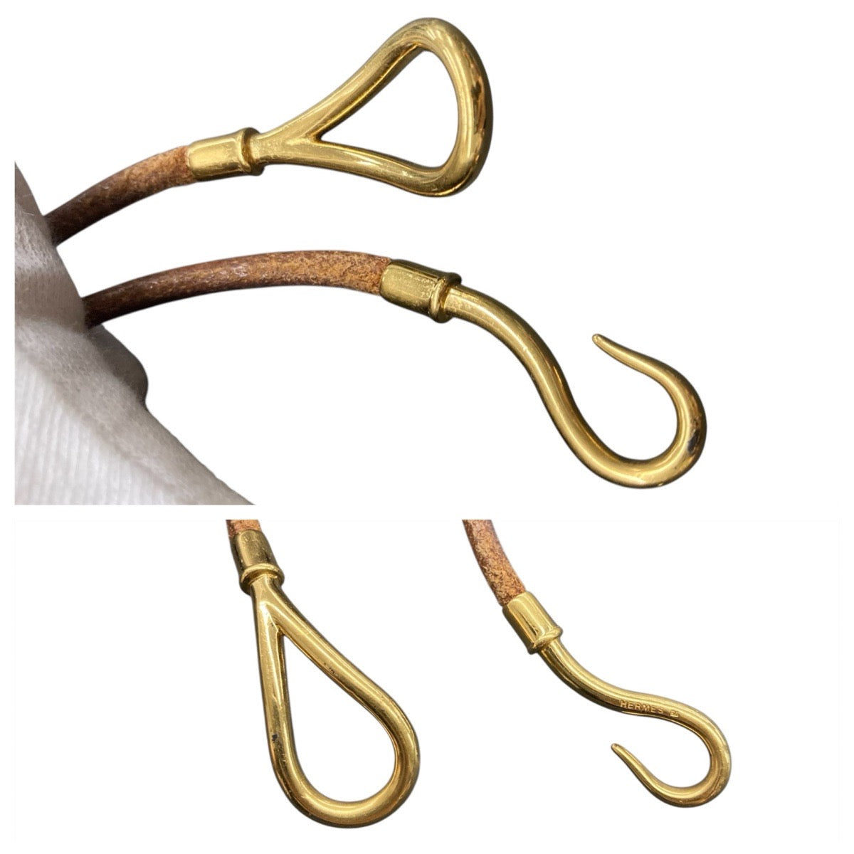 HERMES エルメス ジャンボ ブラウン 茶 ゴールド金具 レザー ブレスレット レディース B15