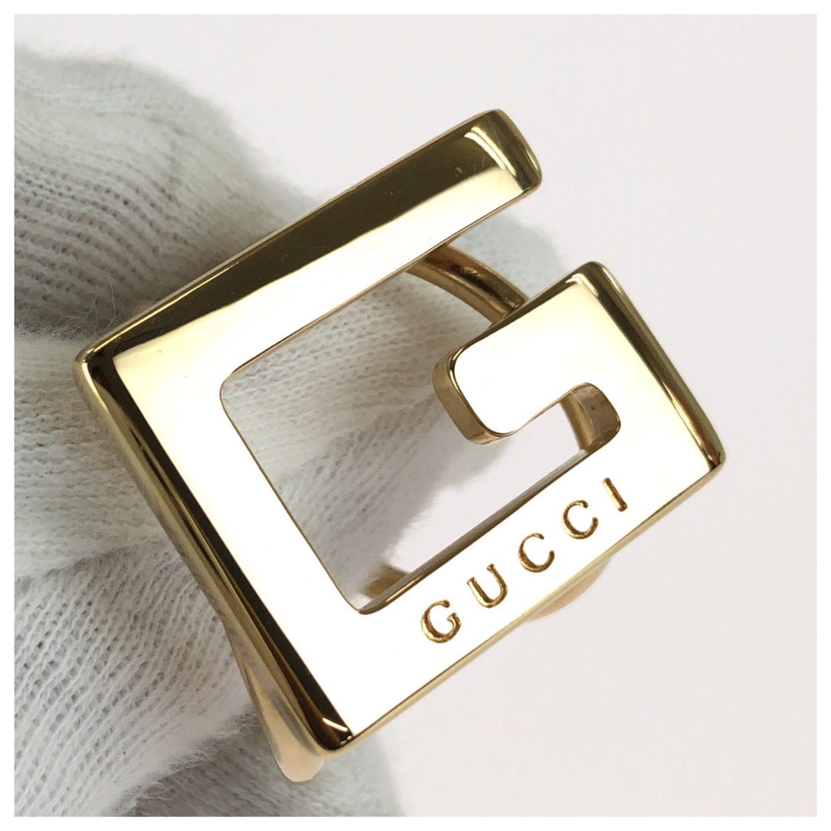 GUCCI グッチ Gロゴ ゴールド メッキ スカーフリング レディース ABP14