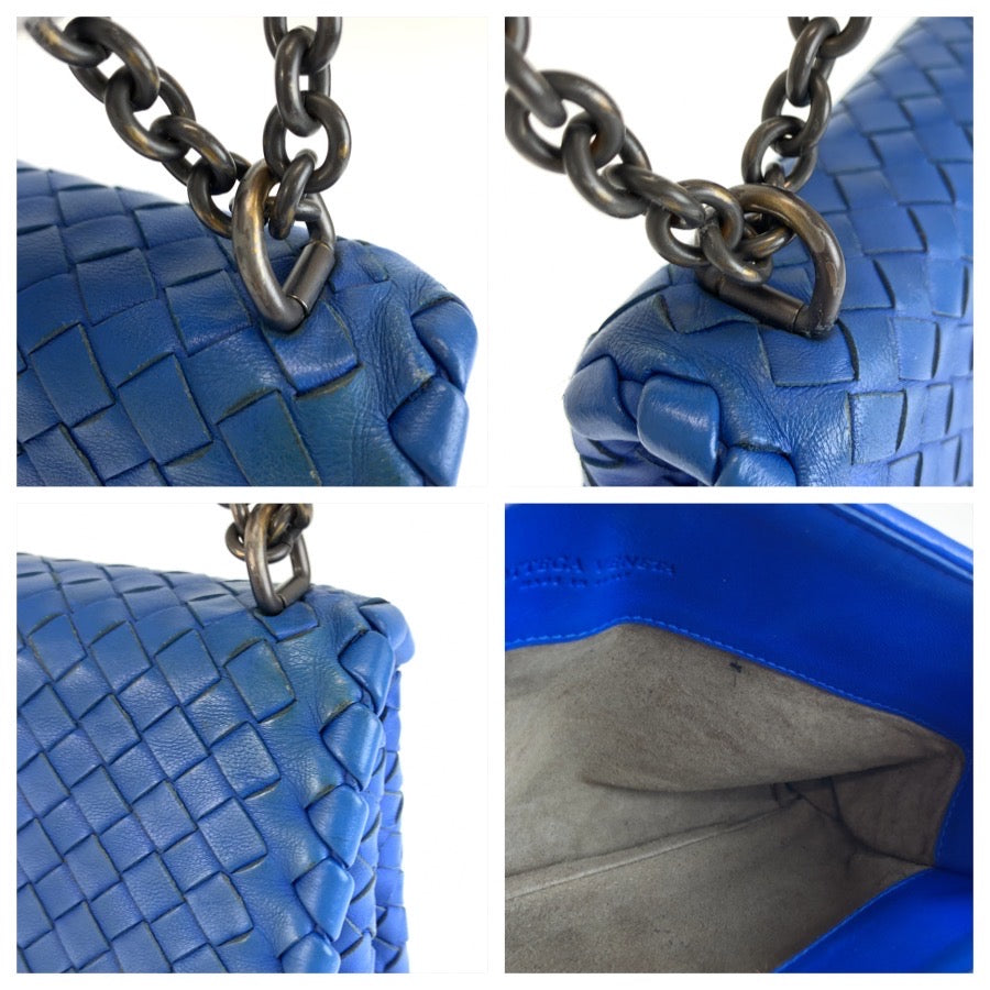 BOTTEGAVENETA ボッテガヴェネタ イントレチャート オリンピア ブルー レザー B04833111C チェーンショルダーバッグ レディース ABP86