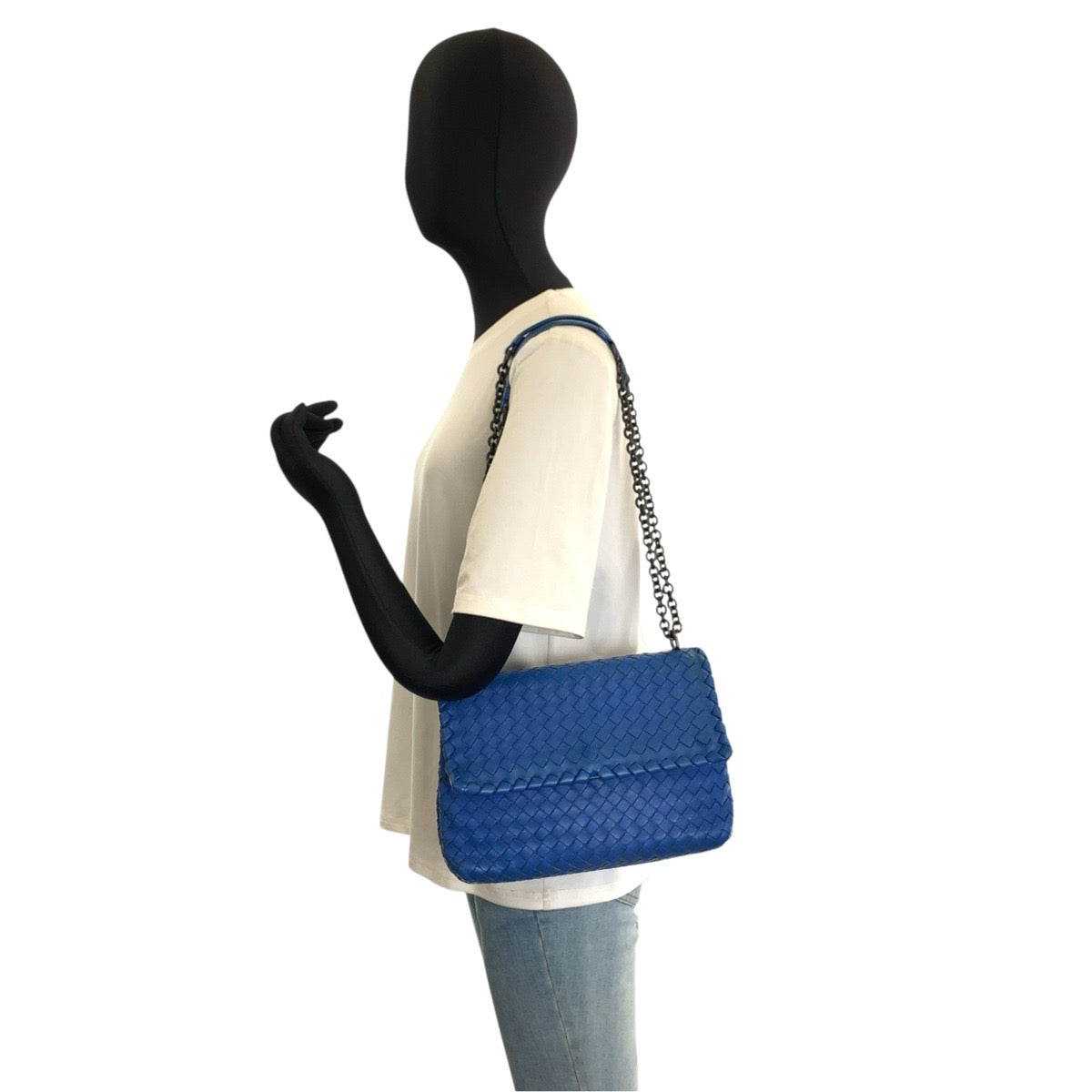 BOTTEGAVENETA ボッテガヴェネタ イントレチャート オリンピア ブルー レザー B04833111C チェーンショルダーバッグ レディース ABP86