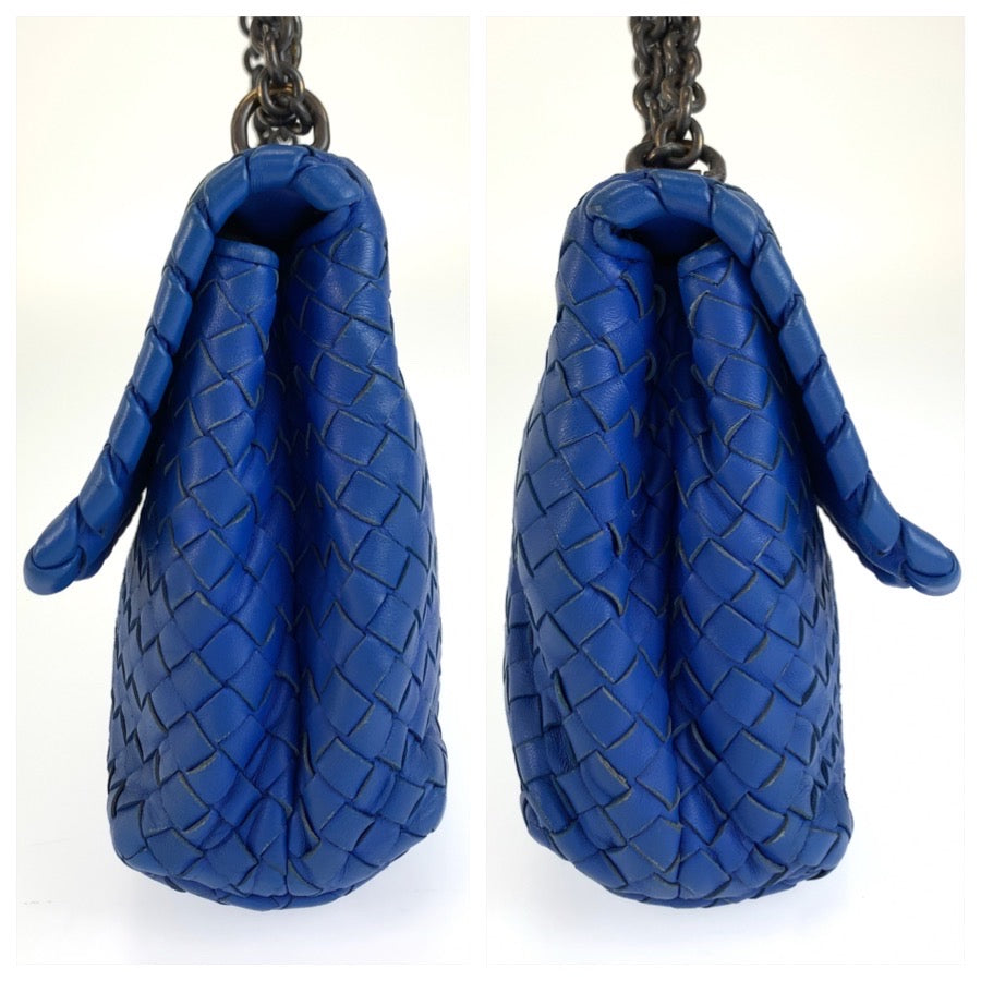 BOTTEGAVENETA ボッテガヴェネタ イントレチャート オリンピア ブルー レザー B04833111C チェーンショルダーバッグ レディース ABP86
