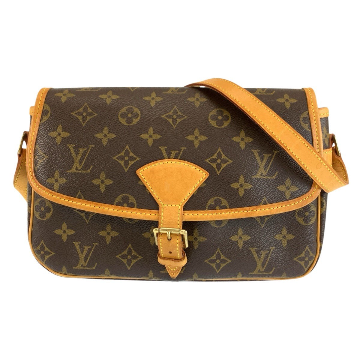 LOUIS VUITTON ルイヴィトン モノグラム ソローニュ ブラウン ゴールド金具 PVC / レザー M42250 ショルダーバッグ ポシェット レディース AB95