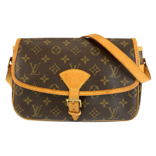 LOUIS VUITTON ルイヴィトン モノグラム ソローニュ ブラウン ゴールド金具 PVC / レザー M42250 ショルダーバッグ ポシェット レディース AB95