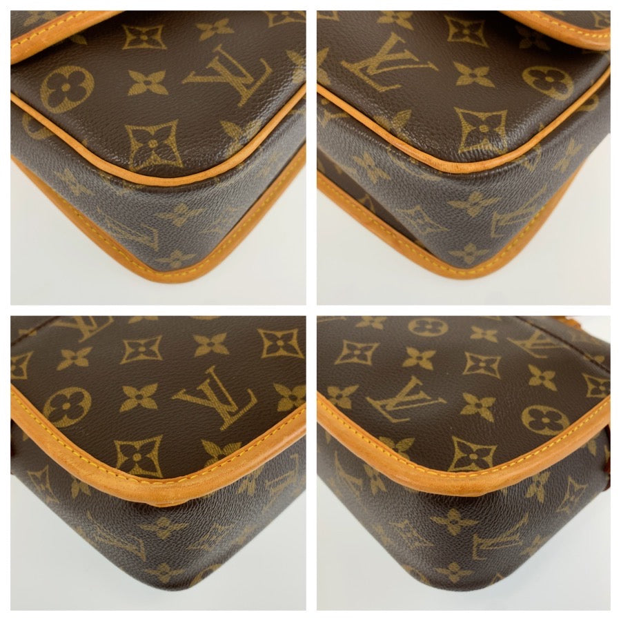 LOUIS VUITTON ルイヴィトン モノグラム ソローニュ ブラウン ゴールド金具 PVC / レザー M42250 ショルダーバッグ ポシェット レディース AB95