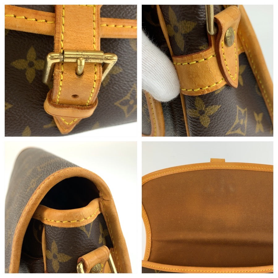 LOUIS VUITTON ルイヴィトン モノグラム ソローニュ ブラウン ゴールド金具 PVC / レザー M42250 ショルダーバッグ ポシェット レディース AB95