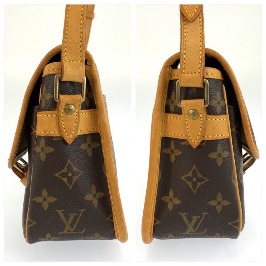 LOUIS VUITTON ルイヴィトン モノグラム ソローニュ ブラウン ゴールド金具 PVC / レザー M42250 ショルダーバッグ ポシェット レディース AB95