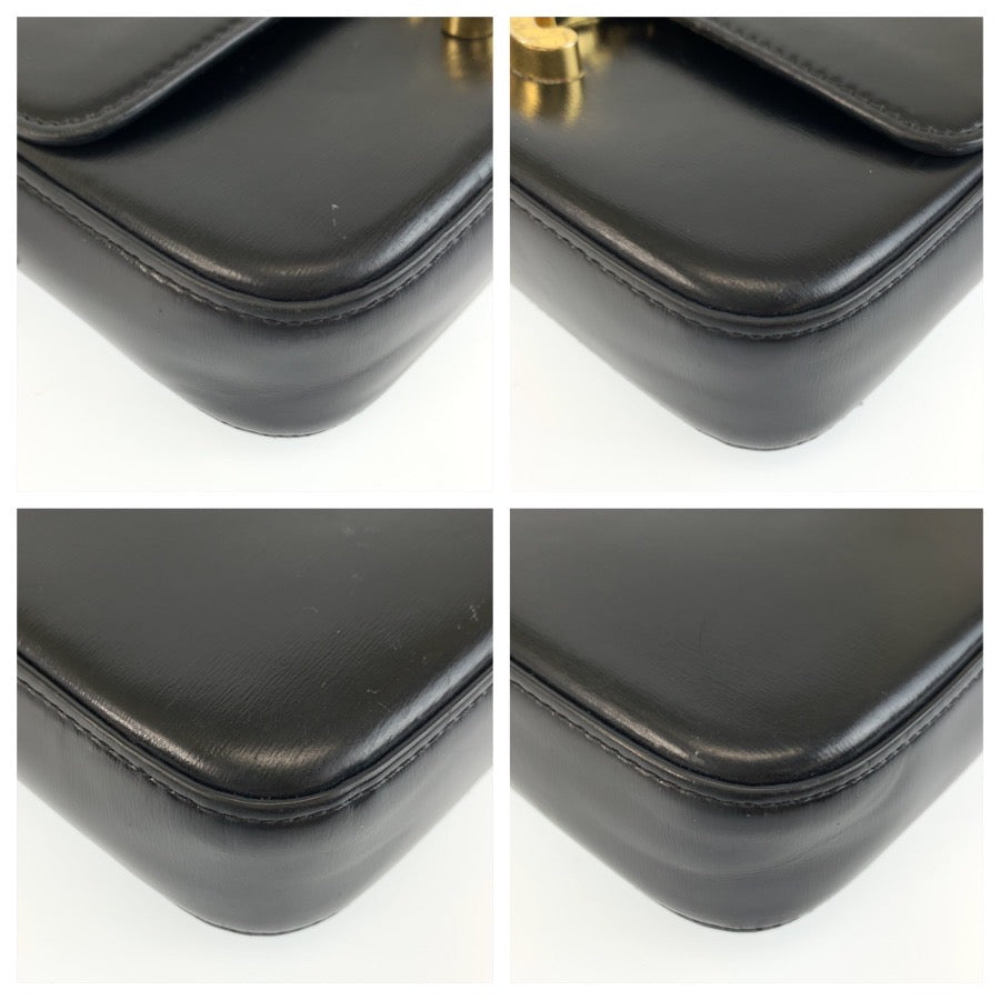 CELINE セリーヌ トリオンフ クロード ブラック 黒 ゴールド金具 レザー ショルダーバッグ ハンドバッグ レディース B52