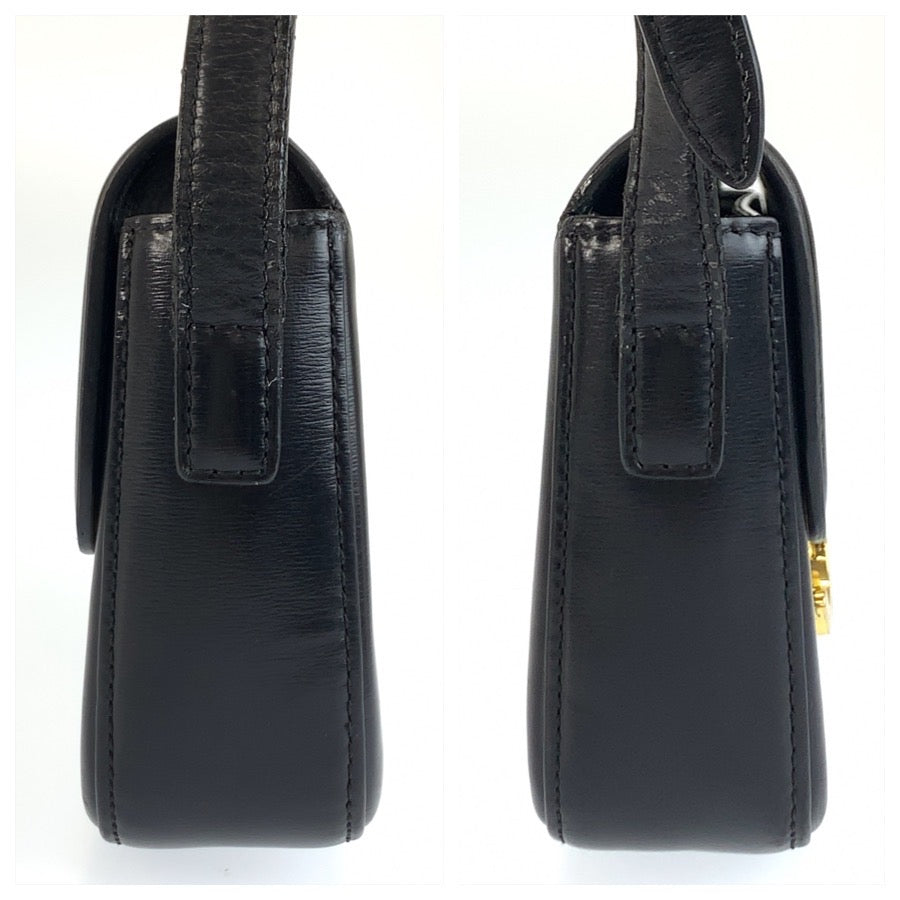 CELINE セリーヌ トリオンフ クロード ブラック 黒 ゴールド金具 レザー ショルダーバッグ ハンドバッグ レディース B52