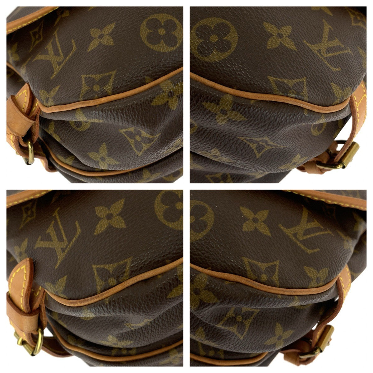 LOUIS VUITTON ルイヴィトン モノグラム ソミュール 30 ブラウン ゴールド金具 PVC / レザー M42256 ショルダーバッグ メッセンジャーバッグ レディース AB73