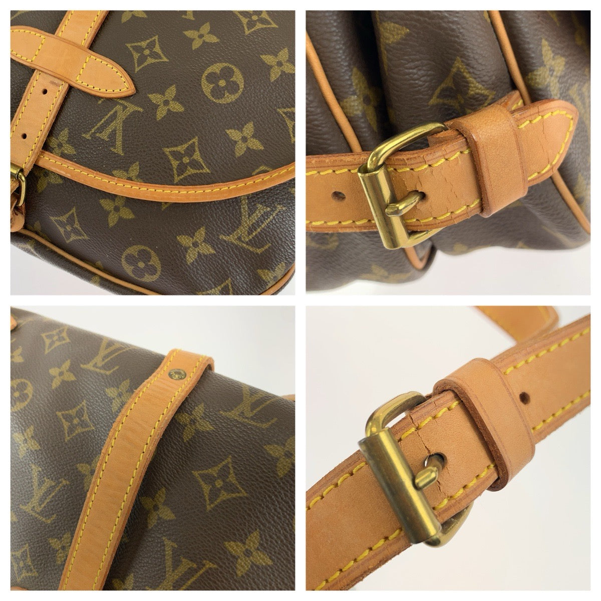 LOUIS VUITTON ルイヴィトン モノグラム ソミュール 30 ブラウン ゴールド金具 PVC / レザー M42256 ショルダーバッグ メッセンジャーバッグ レディース AB73