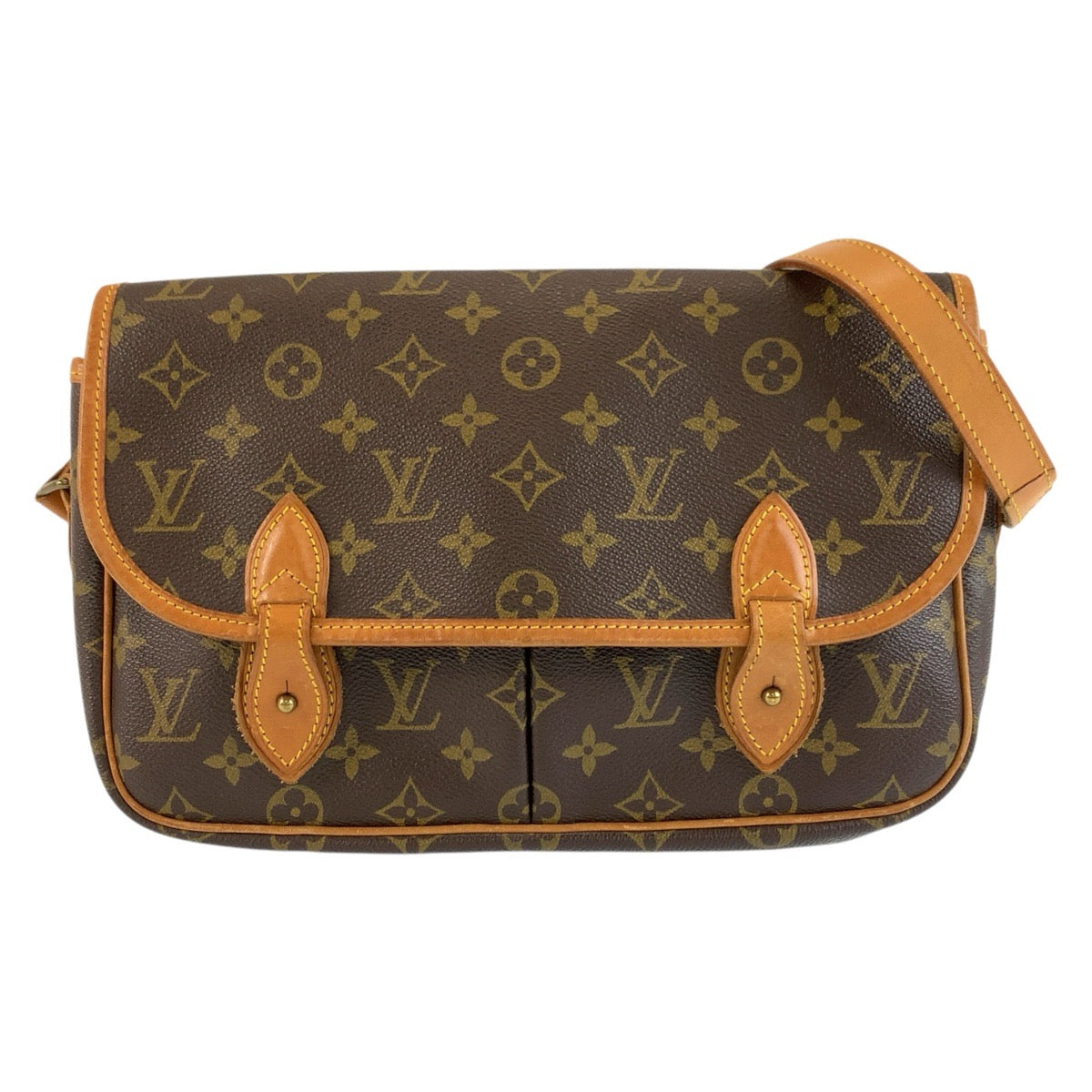 LOUIS VUITTON ルイヴィトン モノグラム ジベシエールMM ブラウン ゴールド金具 PVC / レザー M42247 ショルダーバッグ メッセンジャーバッグ レディース B70