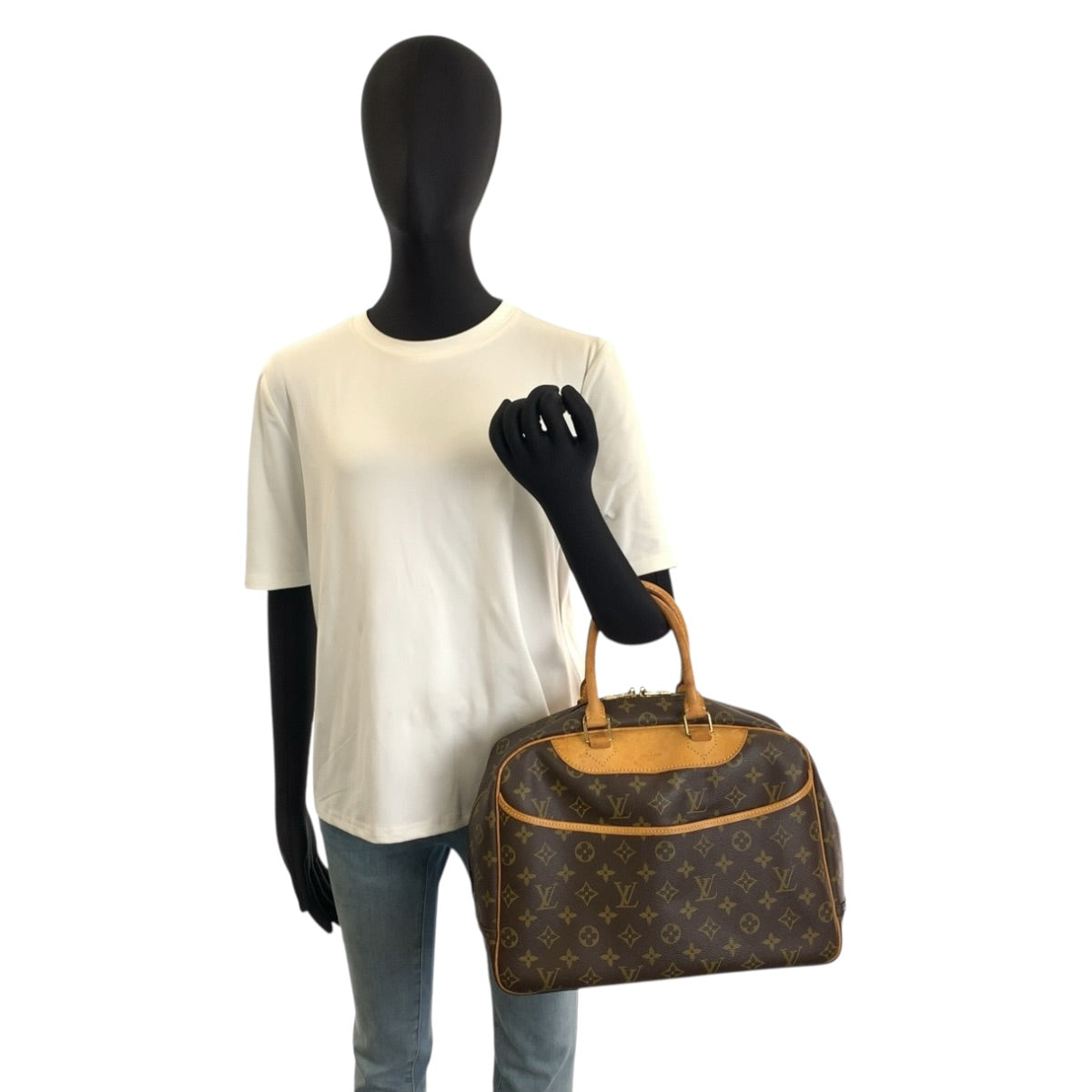LOUIS VUITTON ルイヴィトン モノグラム ドーヴィル ブラウン ゴールド金具 PVC / レザー M47270 ハンドバッグ ミニボストンバッグ レディース B62