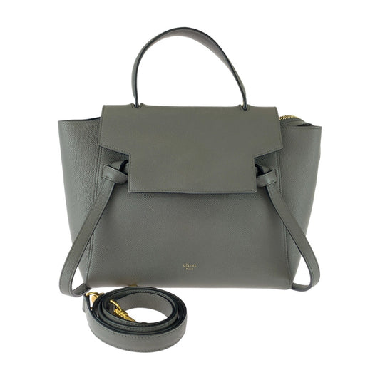 CELINE セリーヌ ベルトバッグ グレー ゴールド金具 レザー S-MP-31396 ハンドバッグ ショルダーバッグ 2WAY レディース ABP103